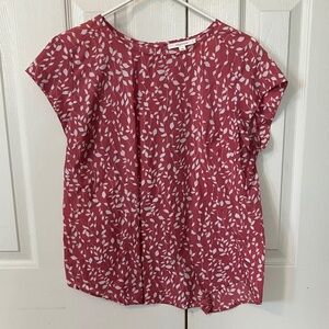 Fun2Fun Pink and White Leaf Print Blouse